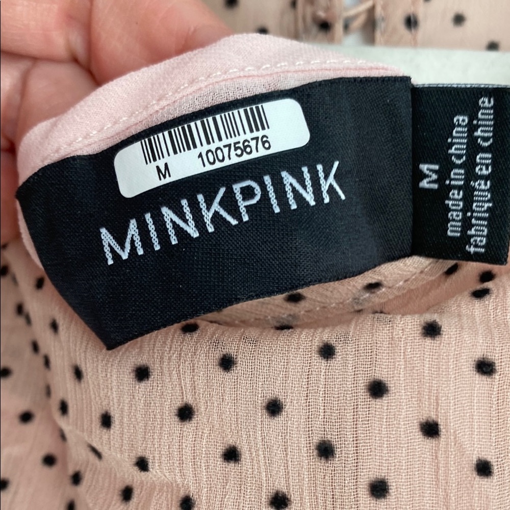 MINKPINK Blush and Black Polka Dot Dress - Size Medium - Picture 4 of 9